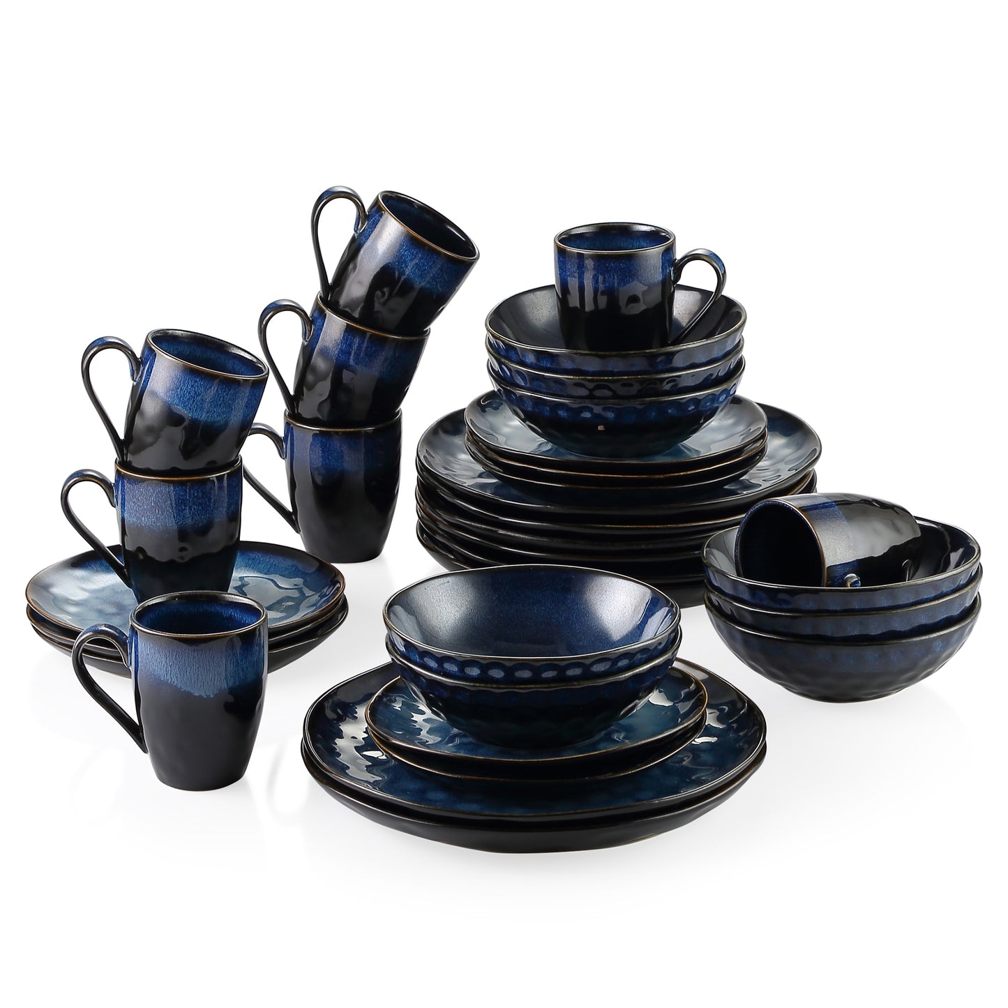 Blue Stoneware Ceramic Dinnerware Set for 4 8 12 SKU 70016