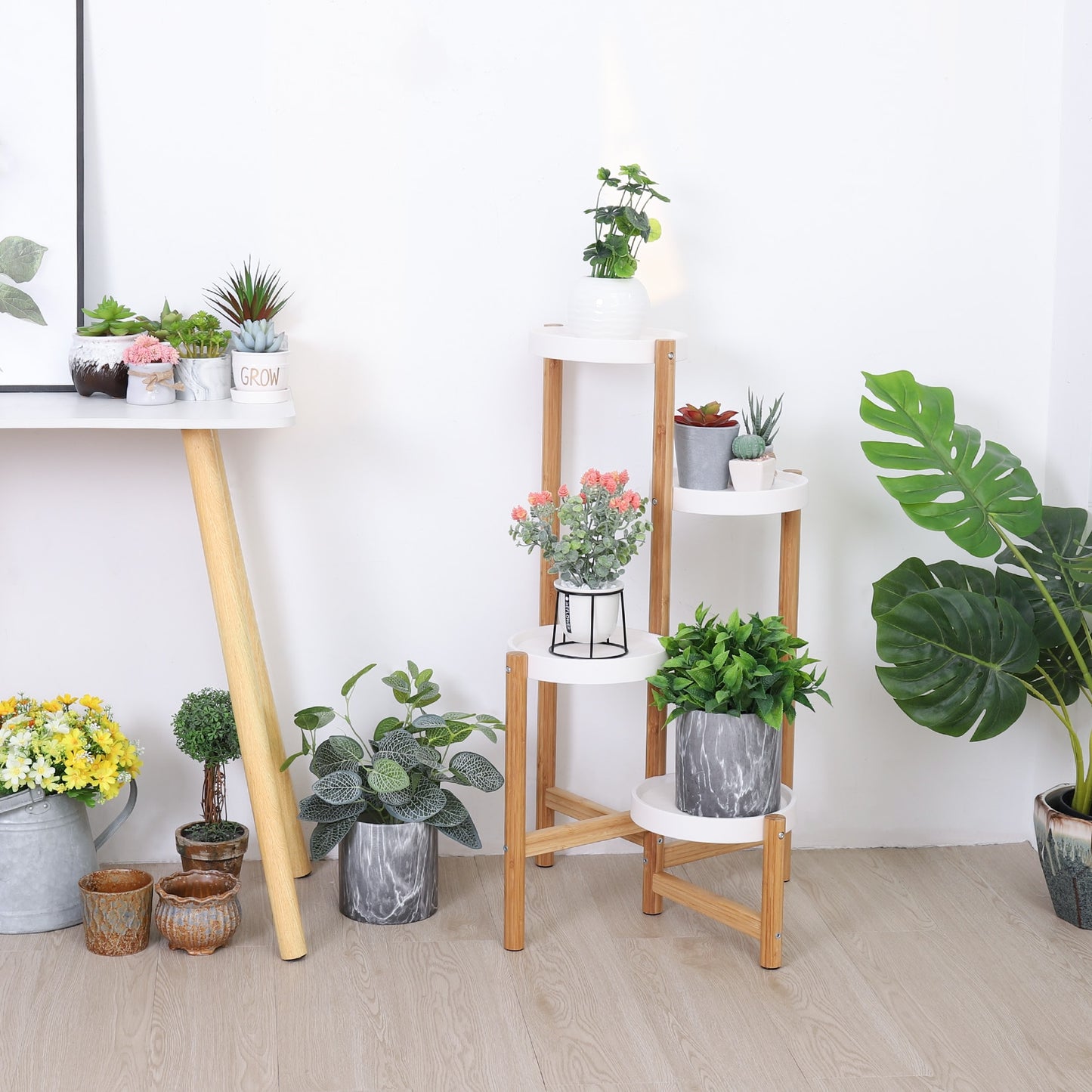 Bamboo Plant Pot Stand for Indoor and Outdoor SKU 35014
