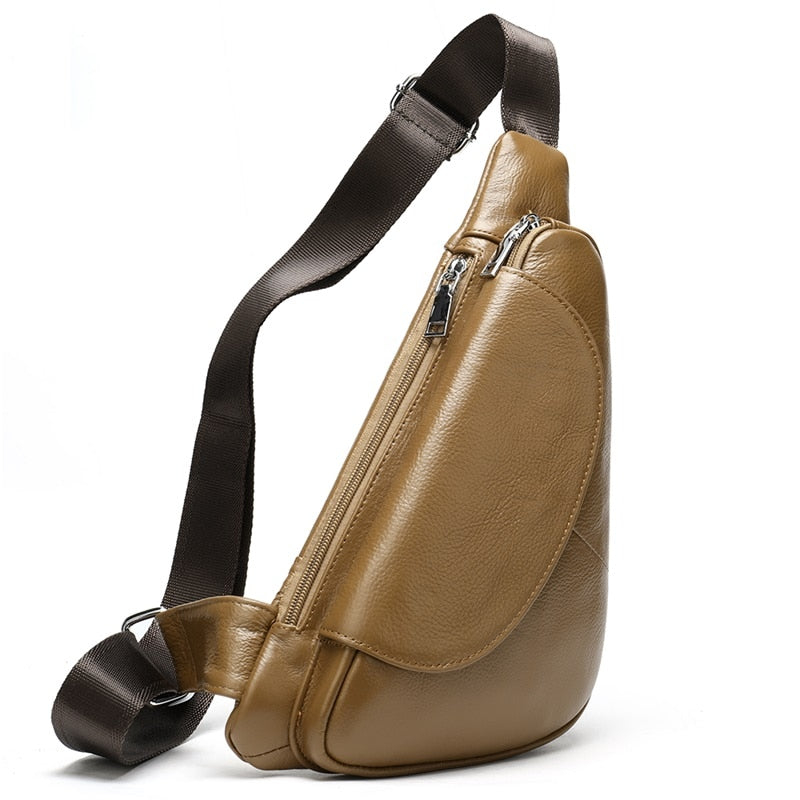 Leather Sling Crossbody Chest Bag for Men 82029