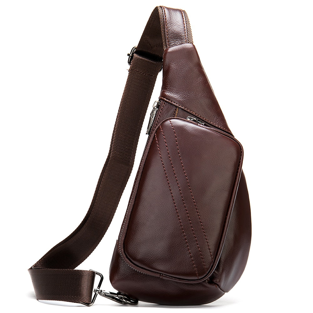 Leather Sling Crossbody Chest Bag for Men 82029