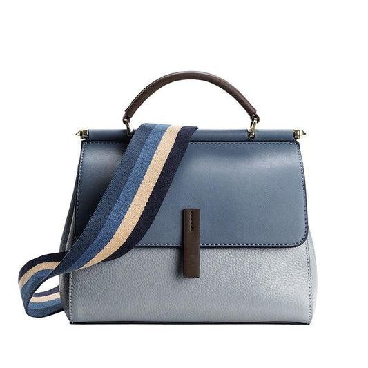Leather Shoulder Bag with Zip and Strap