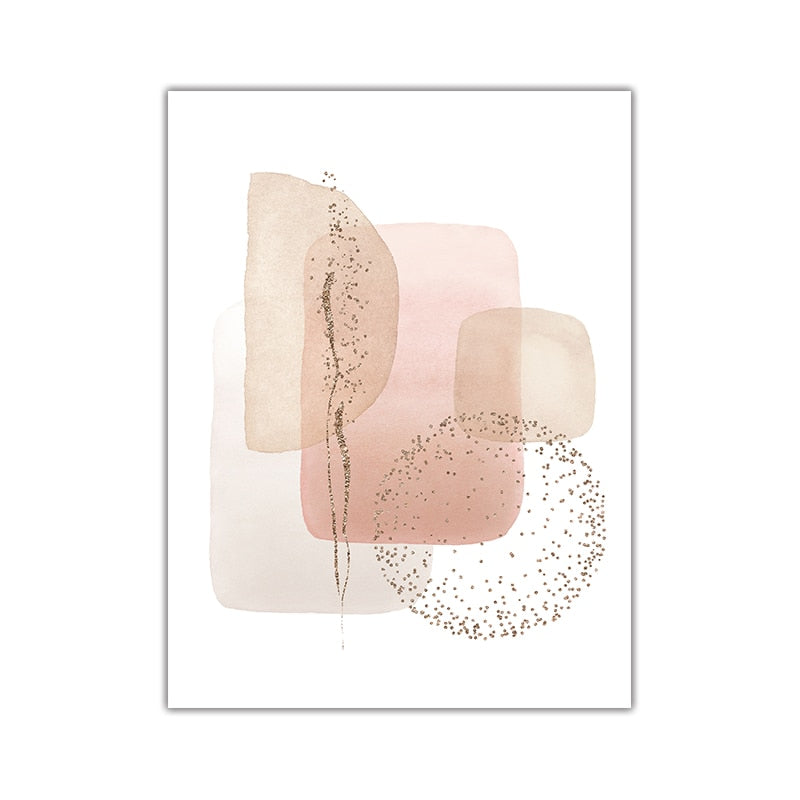 Modern Pink Geometric Art Print on Canvas