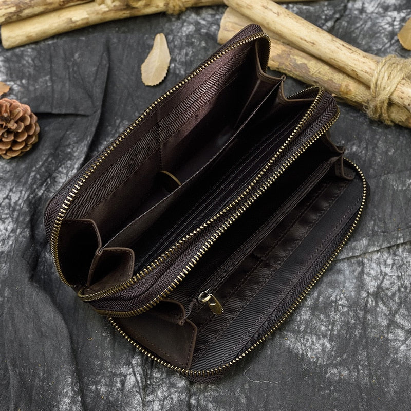 Leather Wallet for Men with Zipper