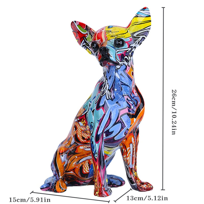 Abstract Color Chihuahua Dog Statue Ornament