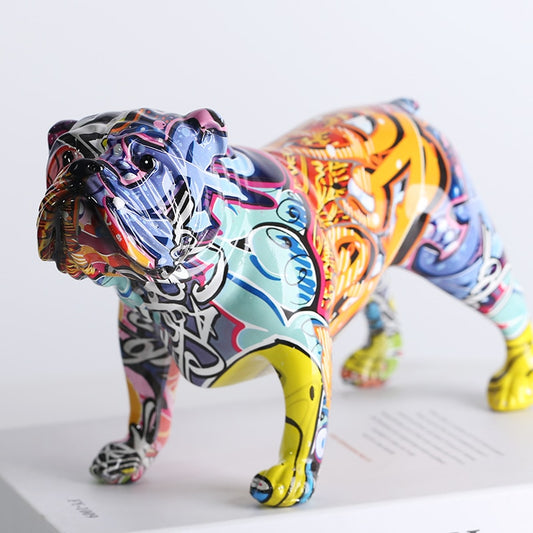 Abstract Color Bulldog Statue Ornament