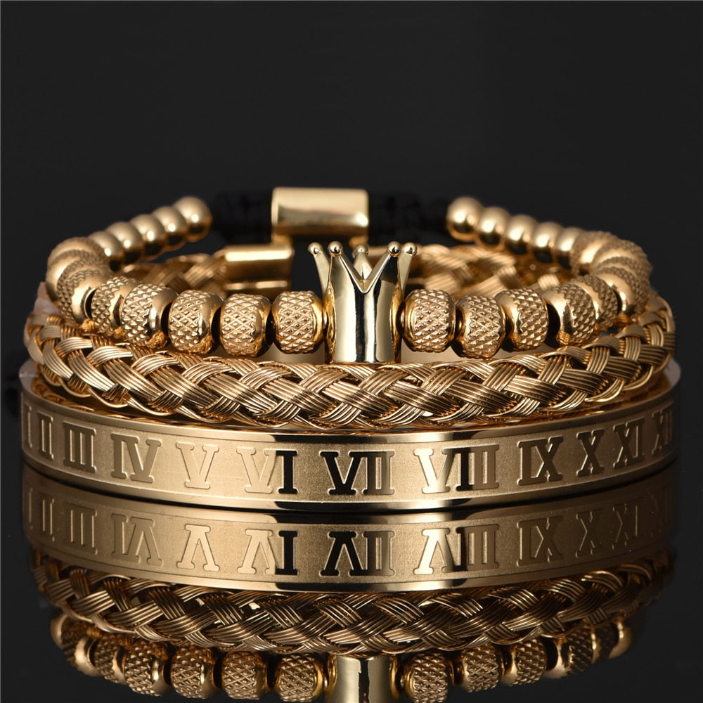 Stainless Steel Royal Crown Charm Bracelet