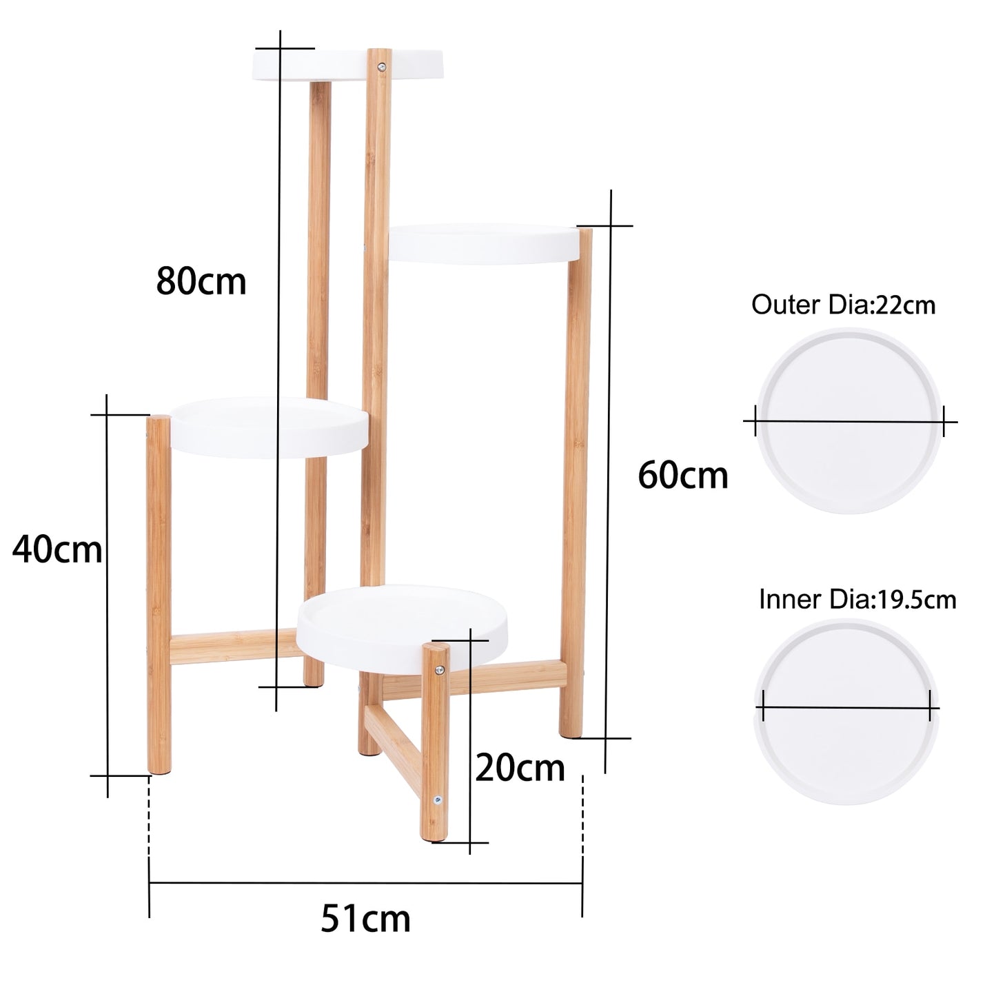 Bamboo Plant Pot Stand for Indoor and Outdoor SKU 35014