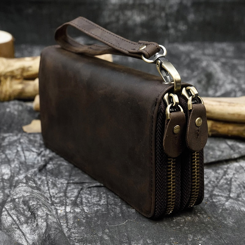 Leather Wallet for Men with Zipper