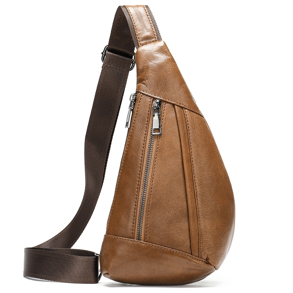 Leather Sling Crossbody Chest Bag for Men 82029