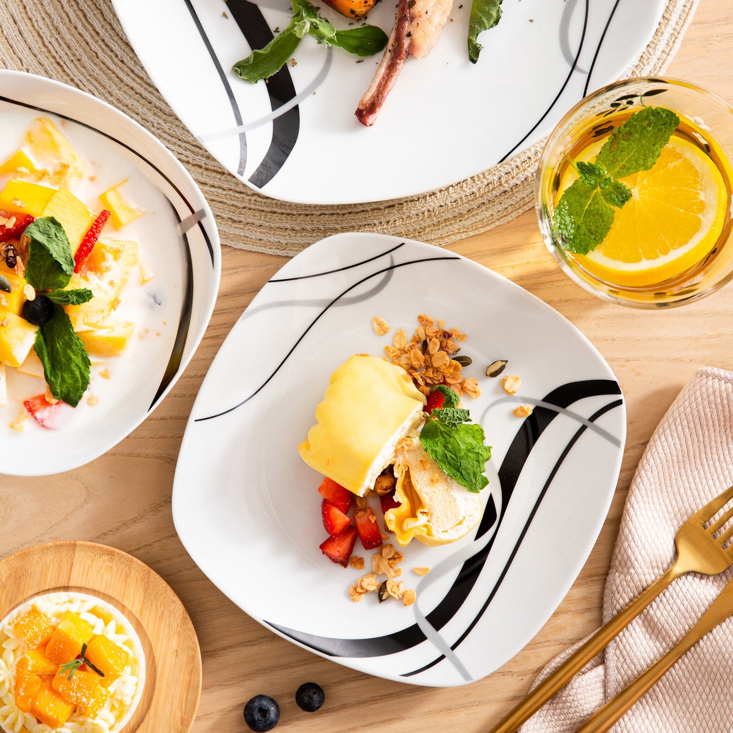 Stoneware Ceramic Dinnerware Set 24 PC for 6 SKU 70020