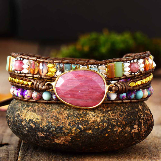 Natural Stone Leather Bracelet S3