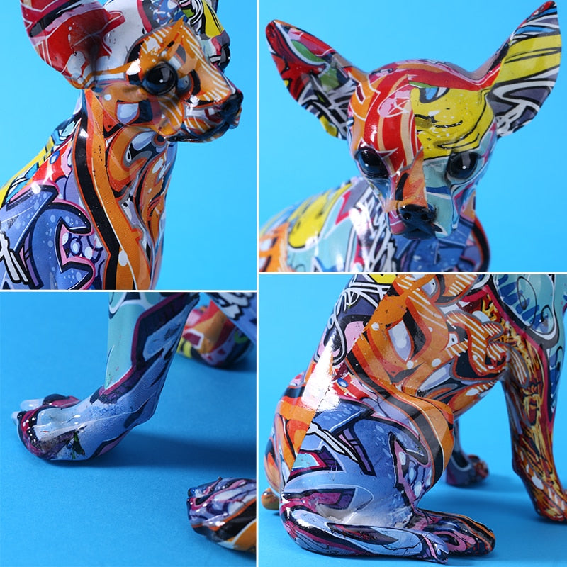 Abstract Color Chihuahua Dog Statue Ornament