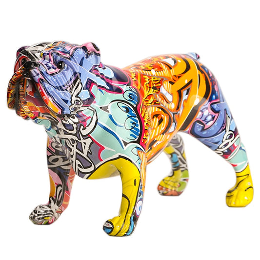 Abstract Color Bulldog Statue Ornament