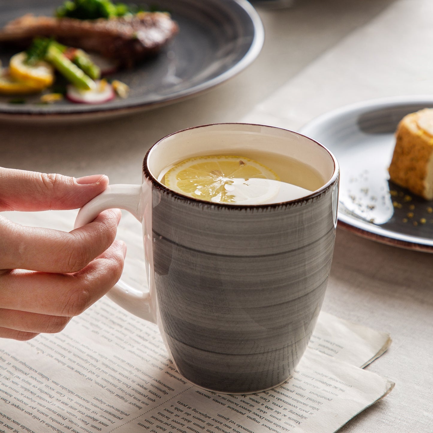 Grey Stoneware Ceramic Dinnerware Set for 4 8 12 SKU 70024