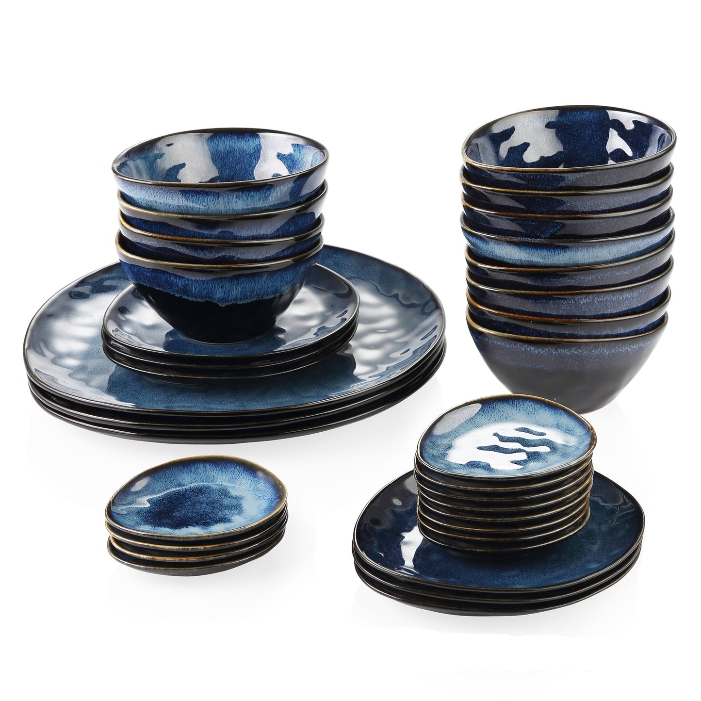 Blue Stoneware Ceramic Dinnerware Set 11 22 33 PC SKU 70019
