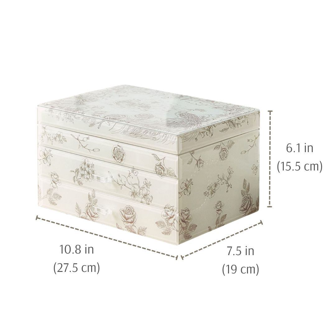Jewelry Box Organizer with Glass Surface and Two Drawers SKU 21170