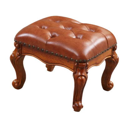 Solid Wood Upholstered Accent Stool Ottoman SKU 52011