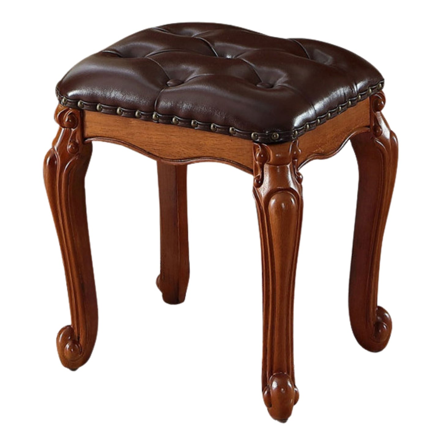 Solid Wood Upholstered Accent Stool Ottoman SKU 52011