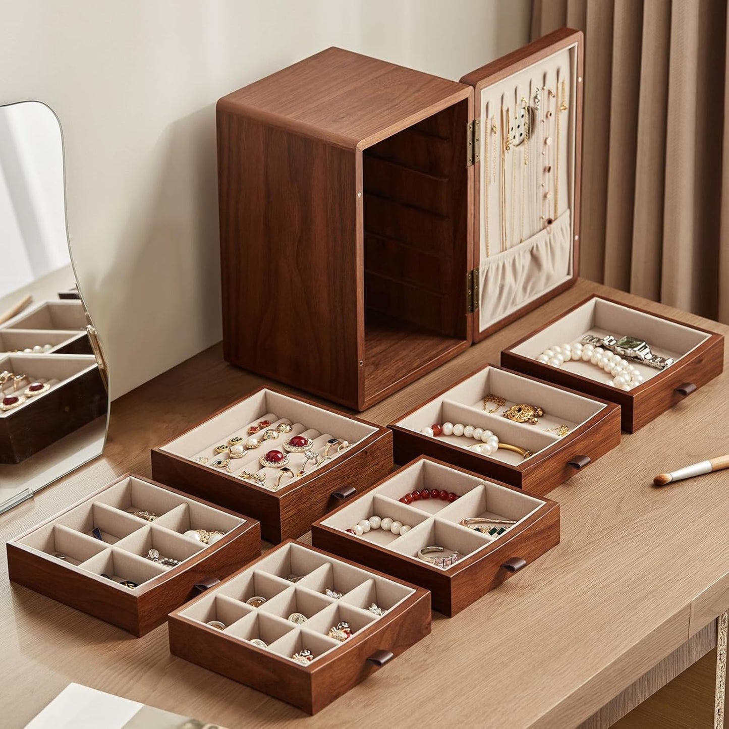 Wooden Jewelry Box with Drawers for Women SKU 21109