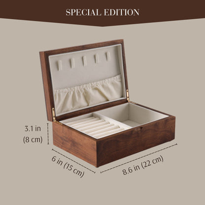 Solid Walnut Wood Jewelry Box Organizer with Necklace Holder SKU 21076
