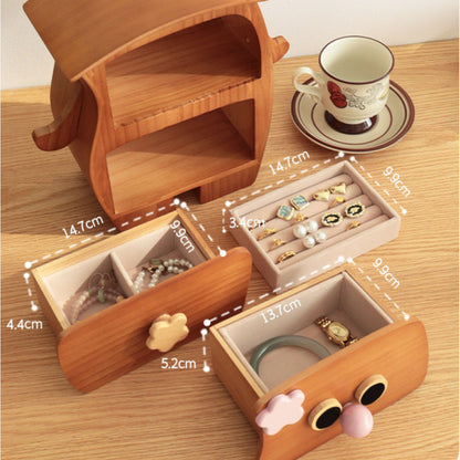 Creative Wooden Jewelry Box Organizer with Drawers SKU 21188