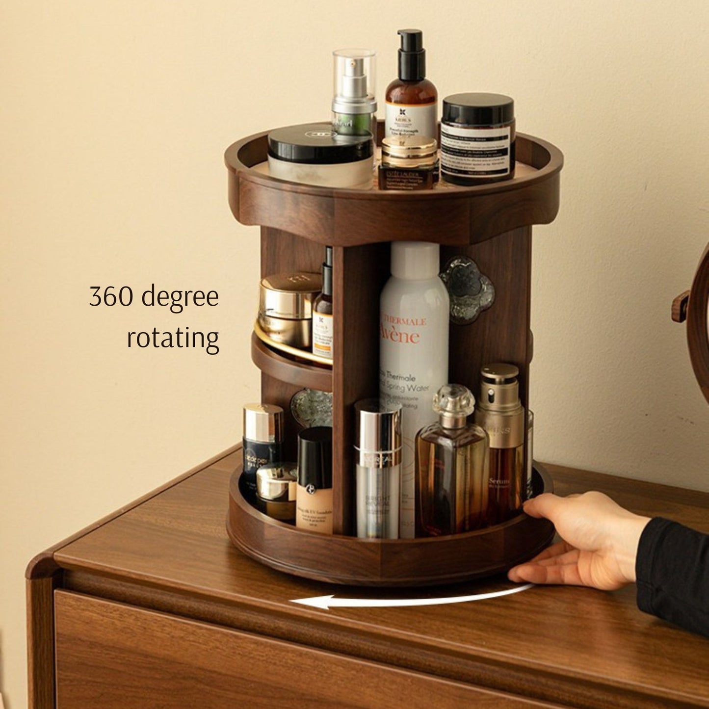 Wooden Rotatable Makeup and Cosmetic Organizer SKU 53008