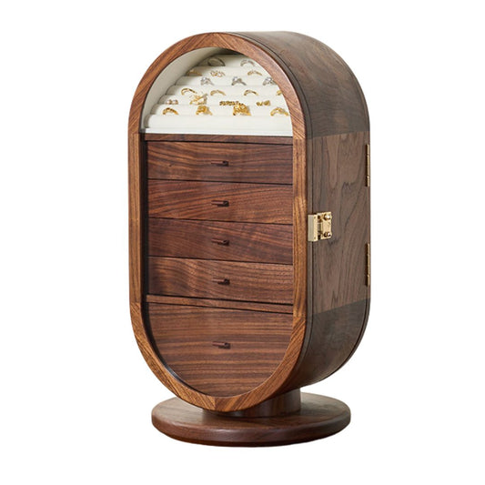 Rotatable Wooden Jewelry Box Organizer with Drawers and Mirror SKU 21165