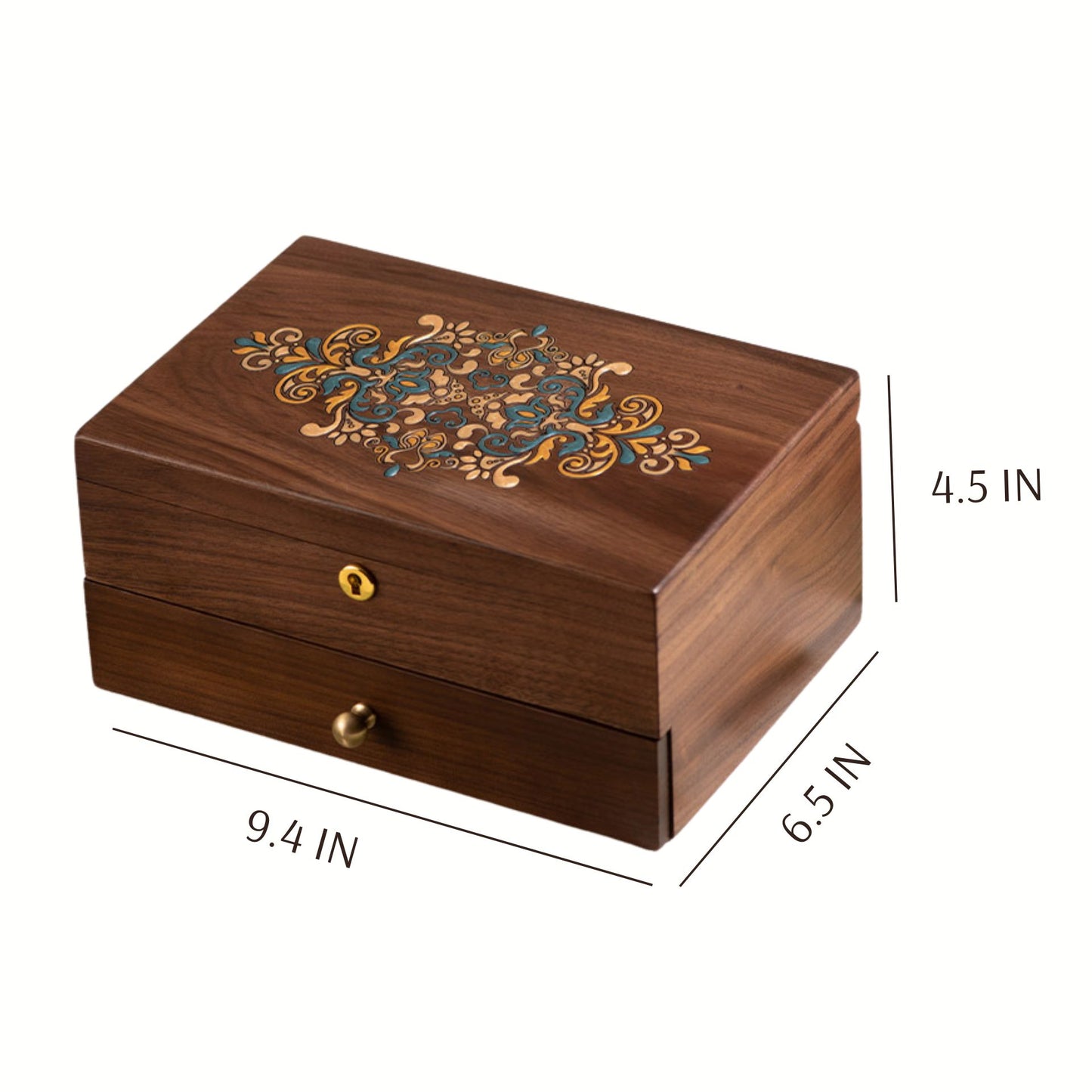 Solid Wood Jewelry Box with Hand-painted Danqing SKU 21118