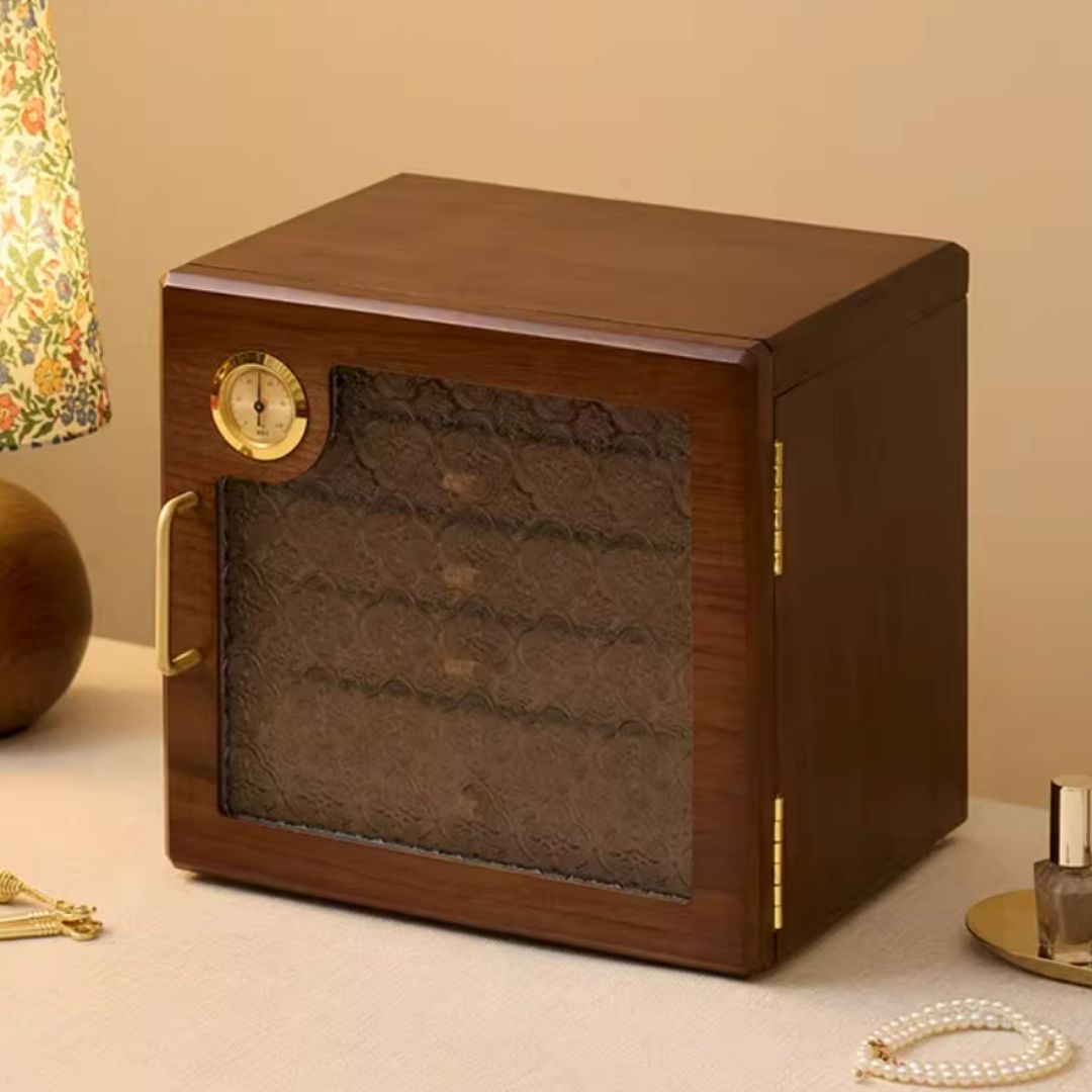 Wooden Jewelry Box Organizer with Drawers and Lock SKU 21166
