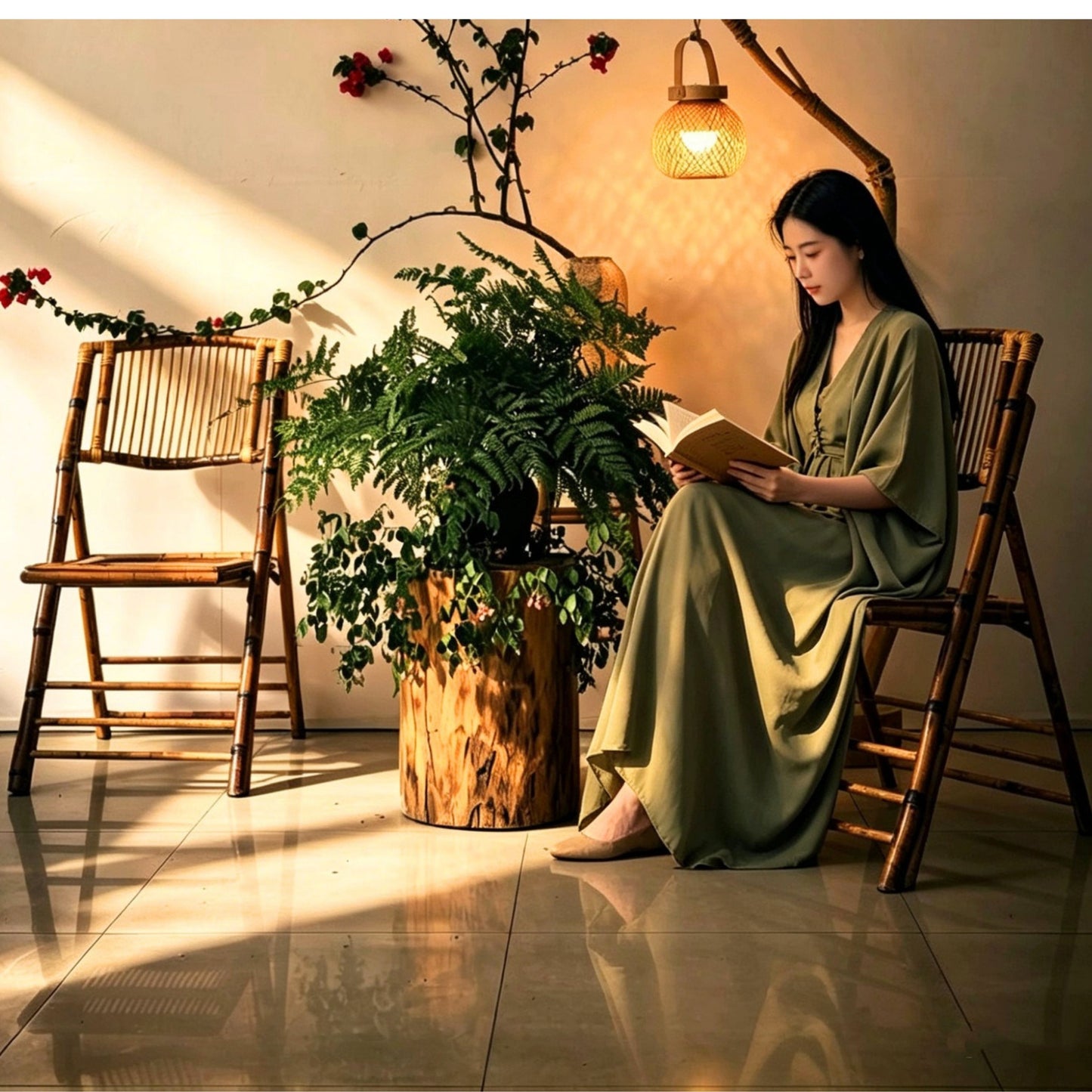 Natural Bamboo Folding Chairs for Outdoor and Indoor SKU 52013