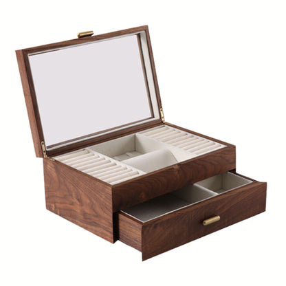 Solid Walnut Wood Jewelry Box Organizer with Necklace Holder SKU 21076