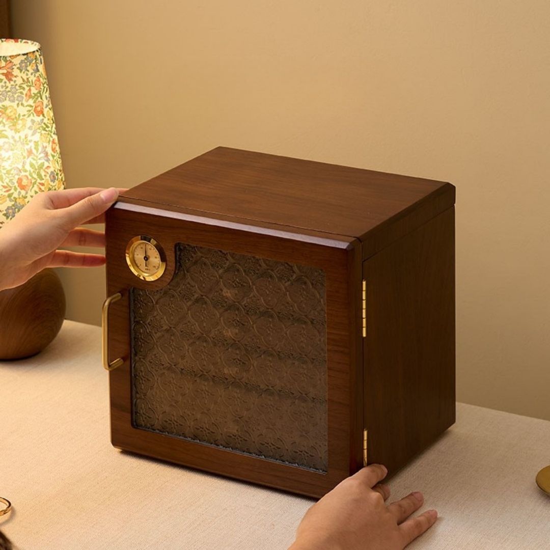 Wooden Jewelry Box Organizer with Drawers and Lock SKU 21166