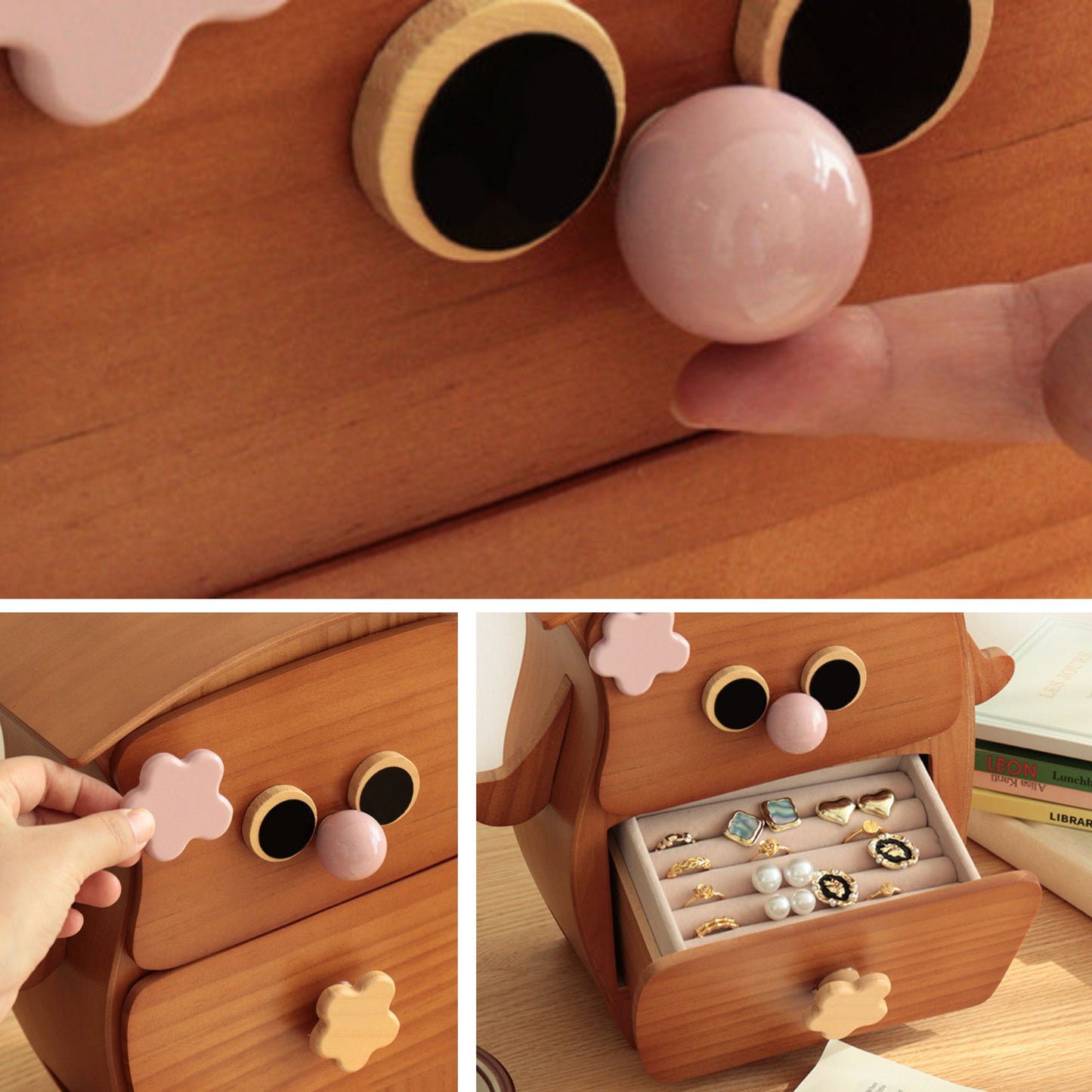 Creative Wooden Jewelry Box Organizer with Drawers SKU 21188