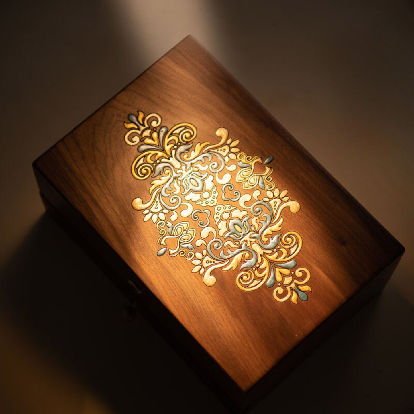 Solid Wood Jewelry Box with Hand-painted Danqing SKU 21118