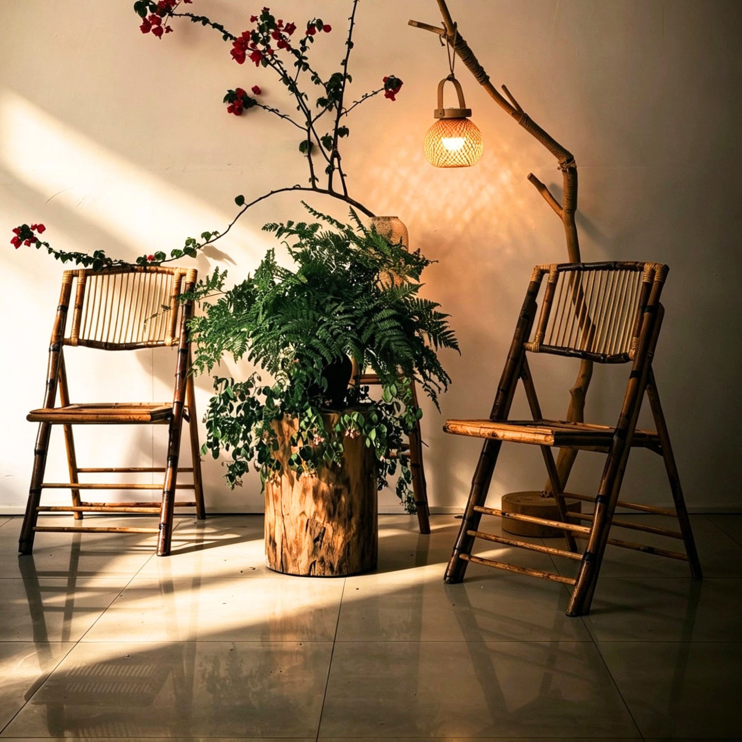 Natural Bamboo Folding Chairs for Outdoor and Indoor SKU 52013