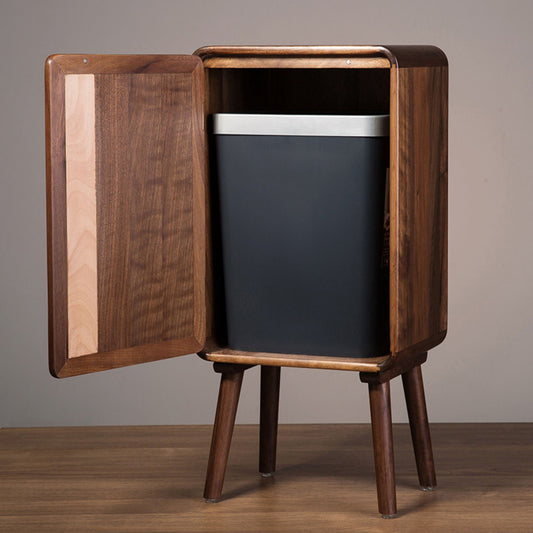 Solid Walnut Wooden Decorative Trash Bin SKU 52002