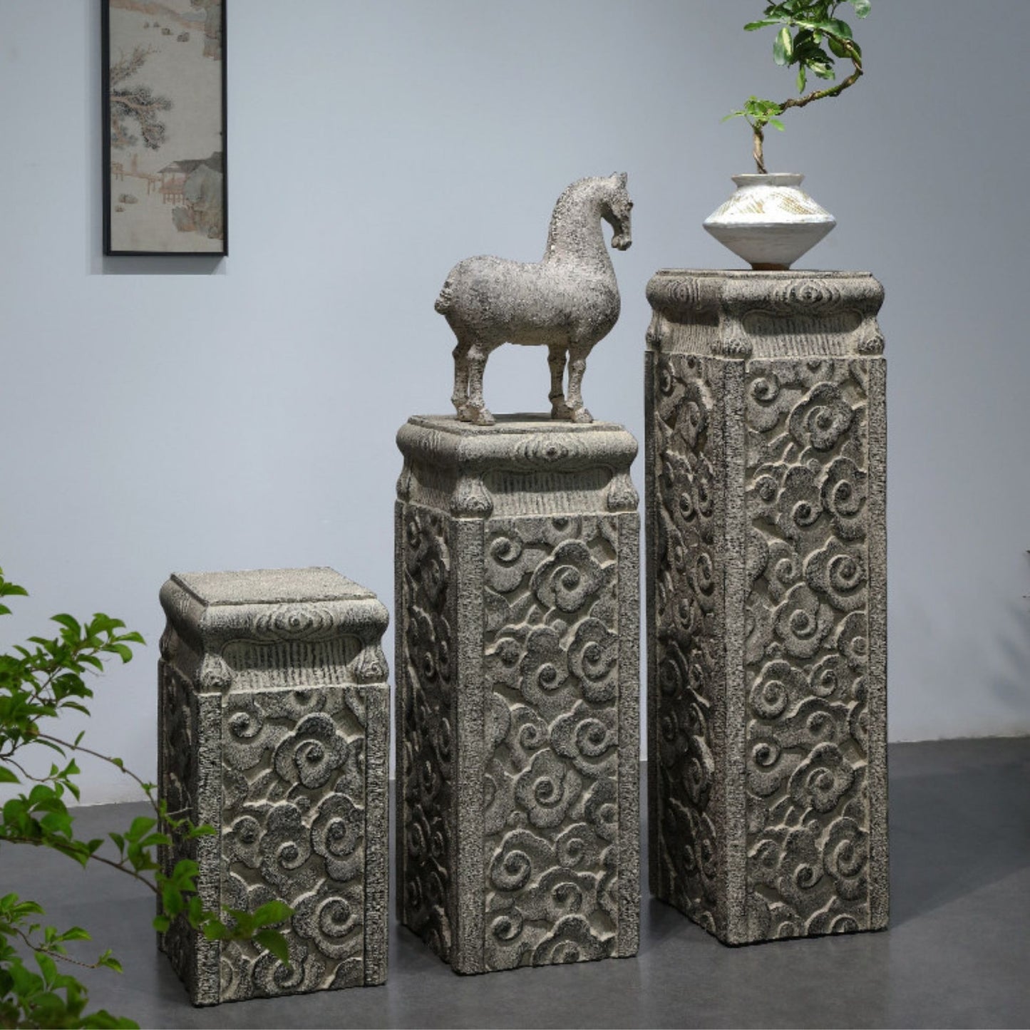 Outdoor Garden Pedestal Stand with Cloud Pattern SKU 10030