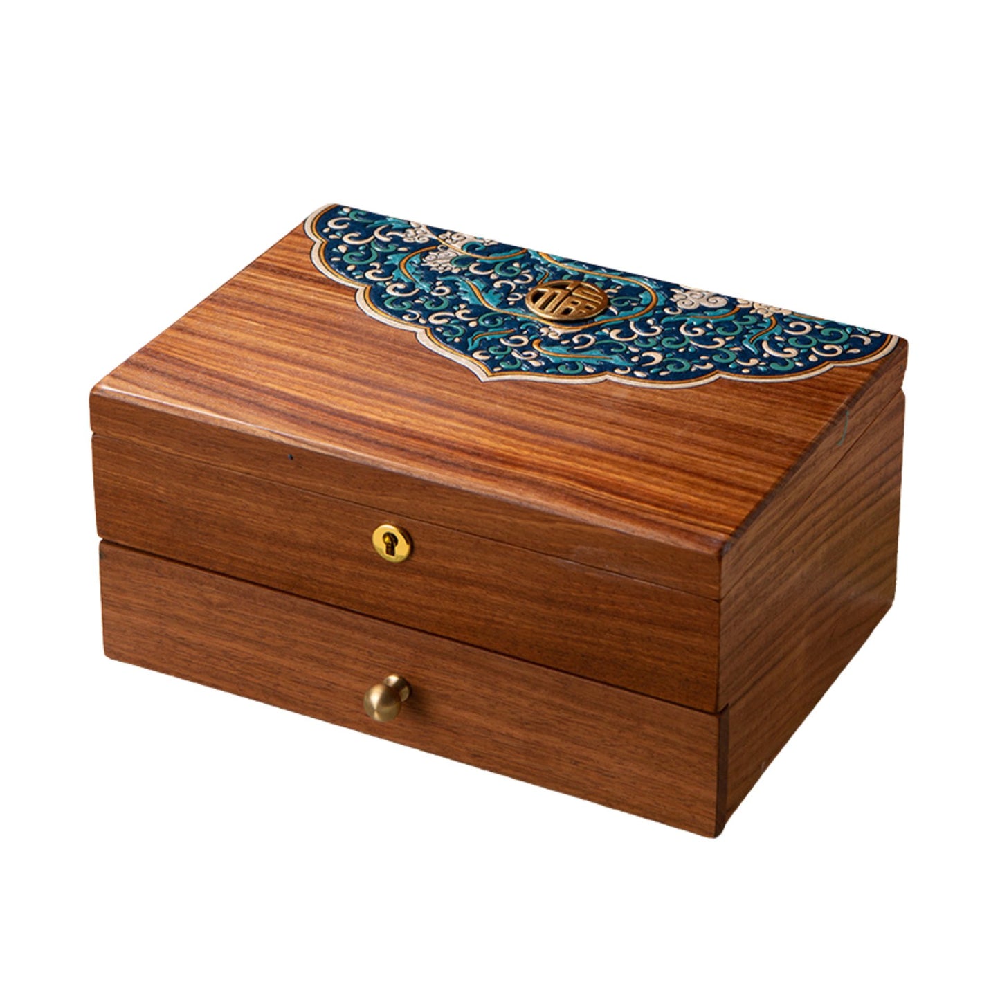 Solid Wood Jewelry Box with Hand-painted Danqing SKU 21118