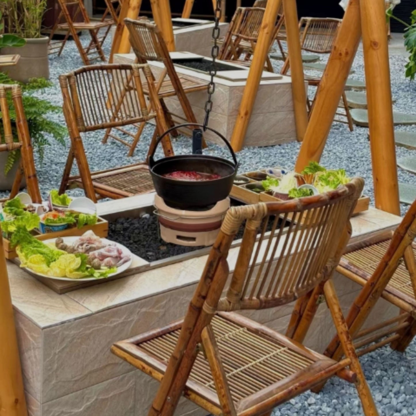 Natural Bamboo Folding Chairs for Outdoor and Indoor SKU 52013