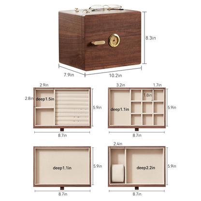 Walnut Veneer Wooden Jewelry Box with Drawers SKU 21110