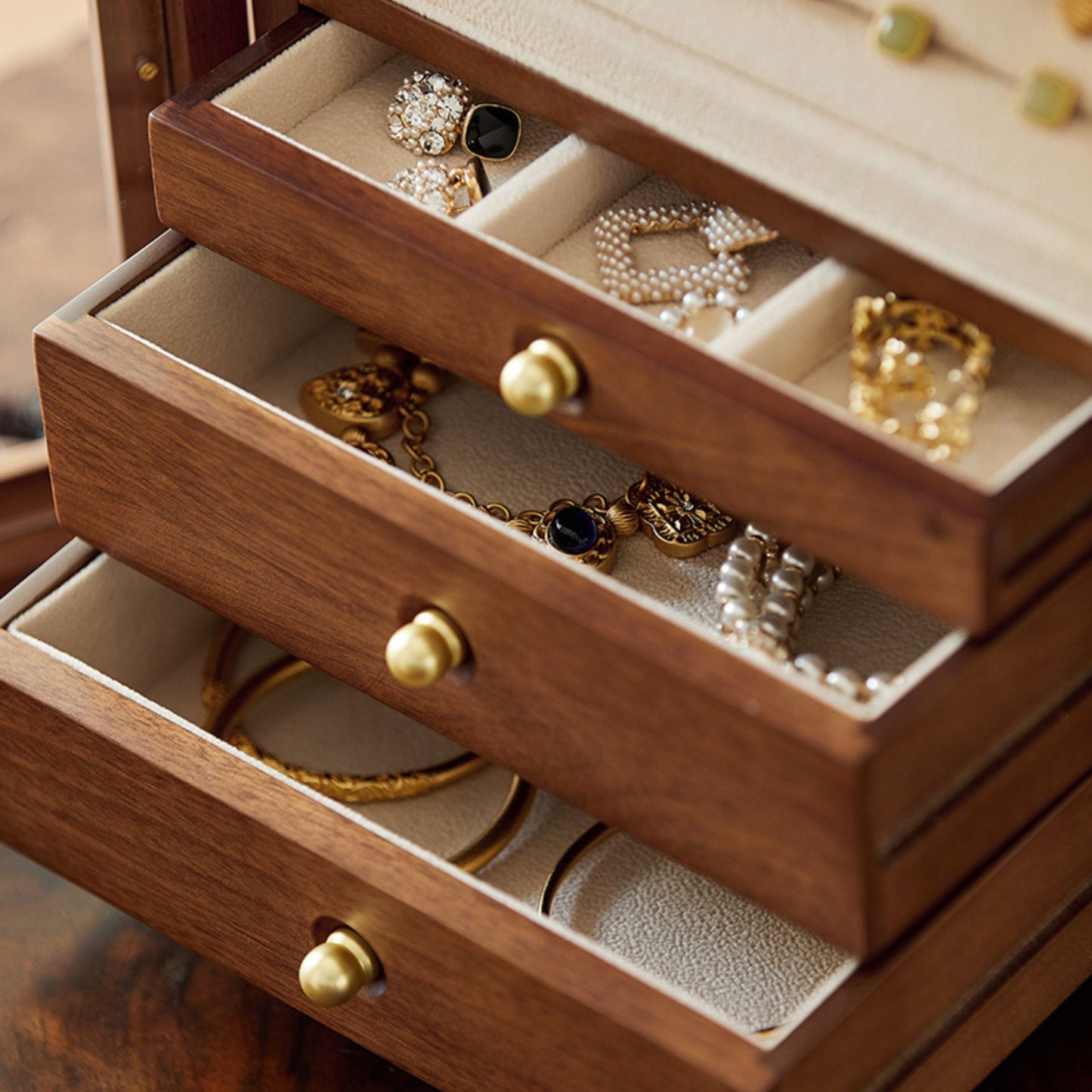 Rotating Wooden Jewelry Box Organizer SKU 21147
