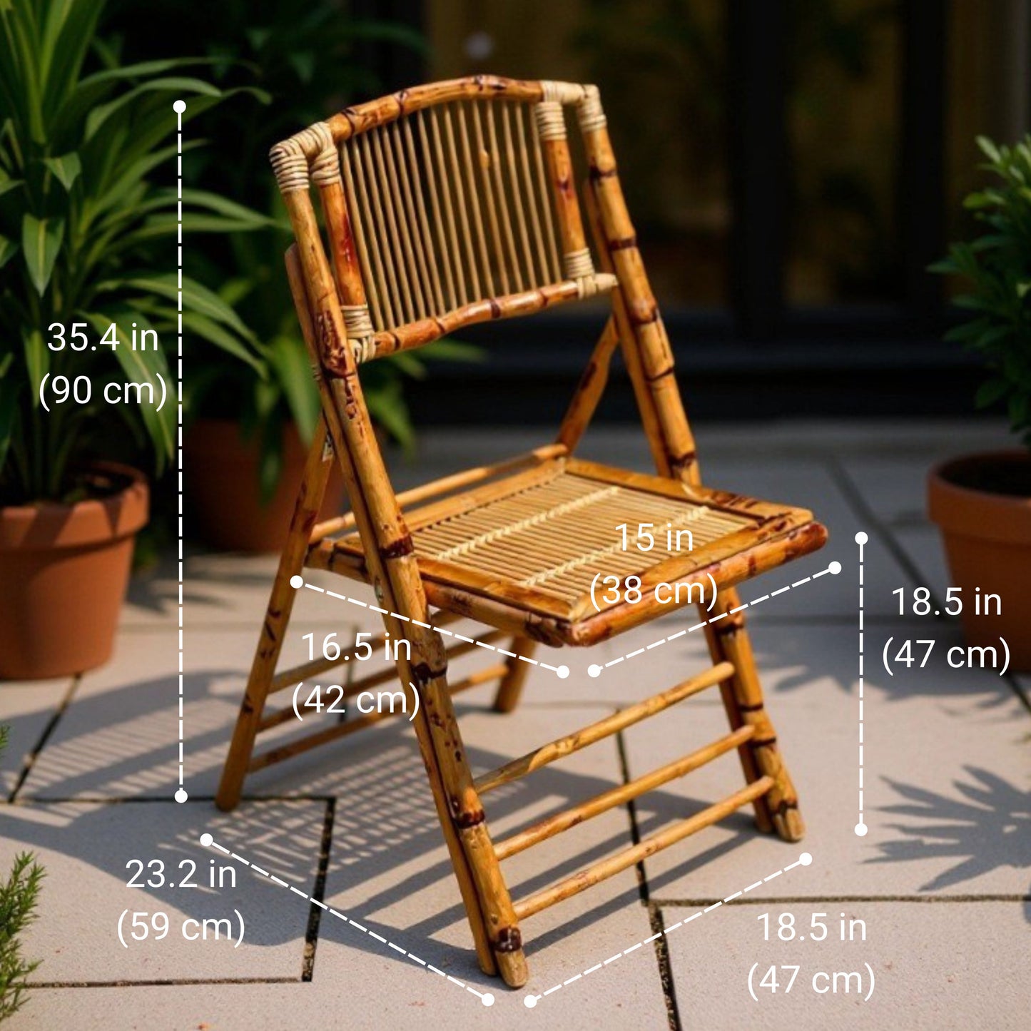 Natural Bamboo Folding Chairs for Outdoor and Indoor SKU 52013