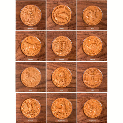 Zodiac Jewelry Box Made of Solid Walnut Wood SKU 21119