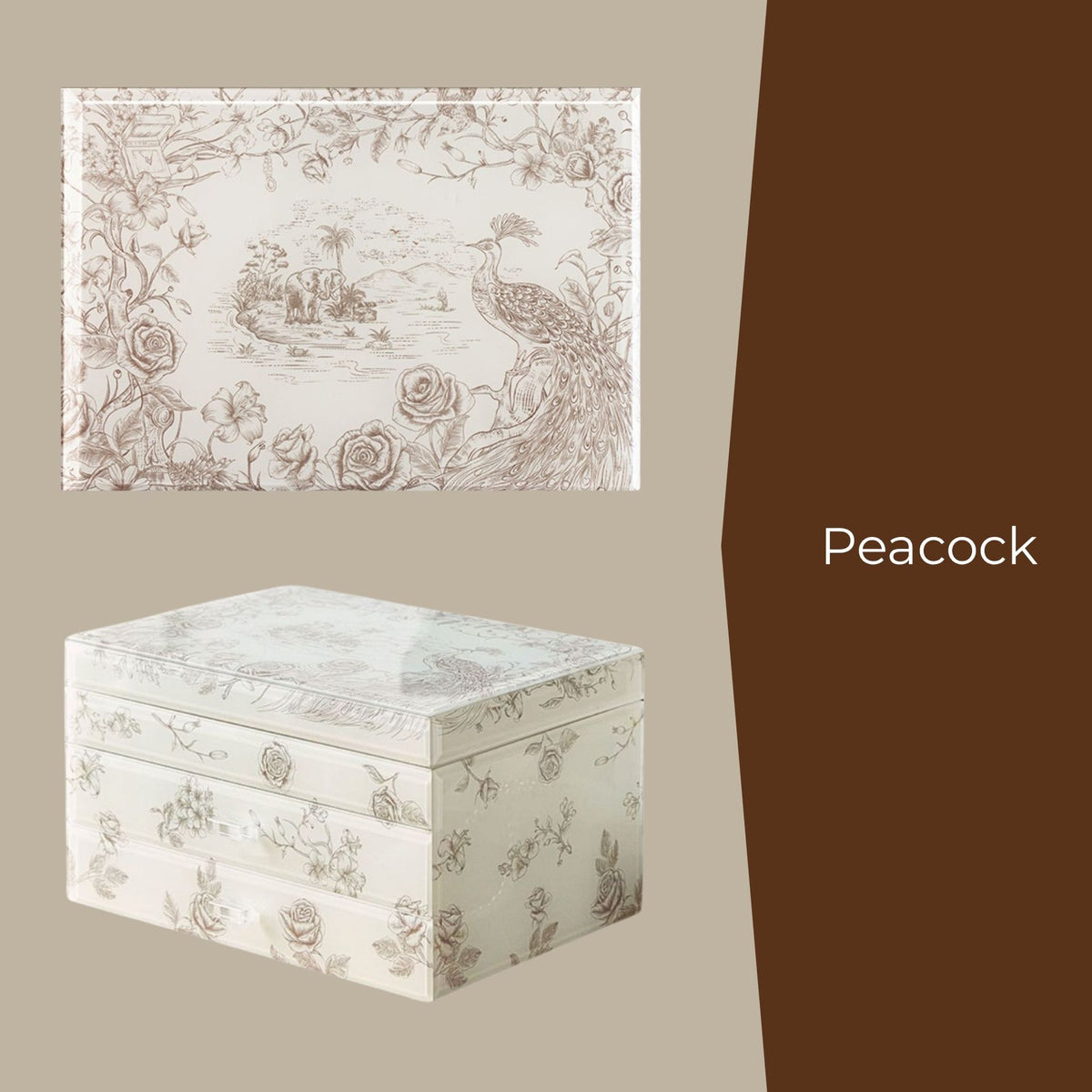 Jewelry Box Organizer with Glass Surface and Two Drawers SKU 21170