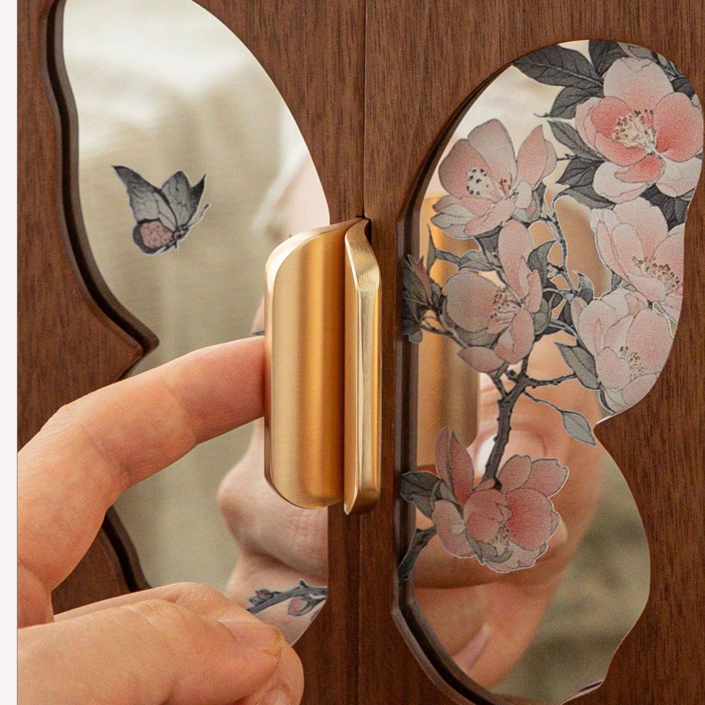 Wooden Jewelry Box with Butterfly Theme Mirror SKU 21174