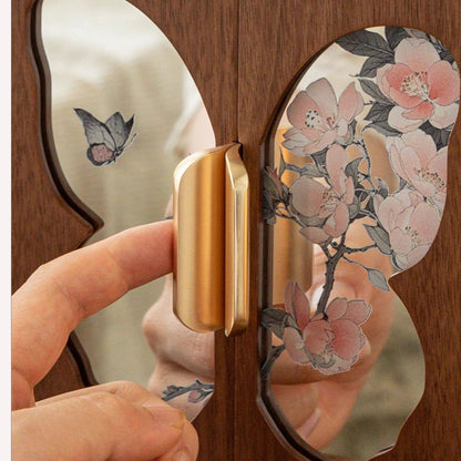 Wooden Jewelry Box with Butterfly Theme Mirror SKU 21174