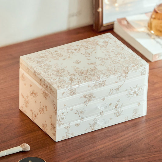 Jewelry Box Organizer with Glass Surface and Two Drawers SKU 21170