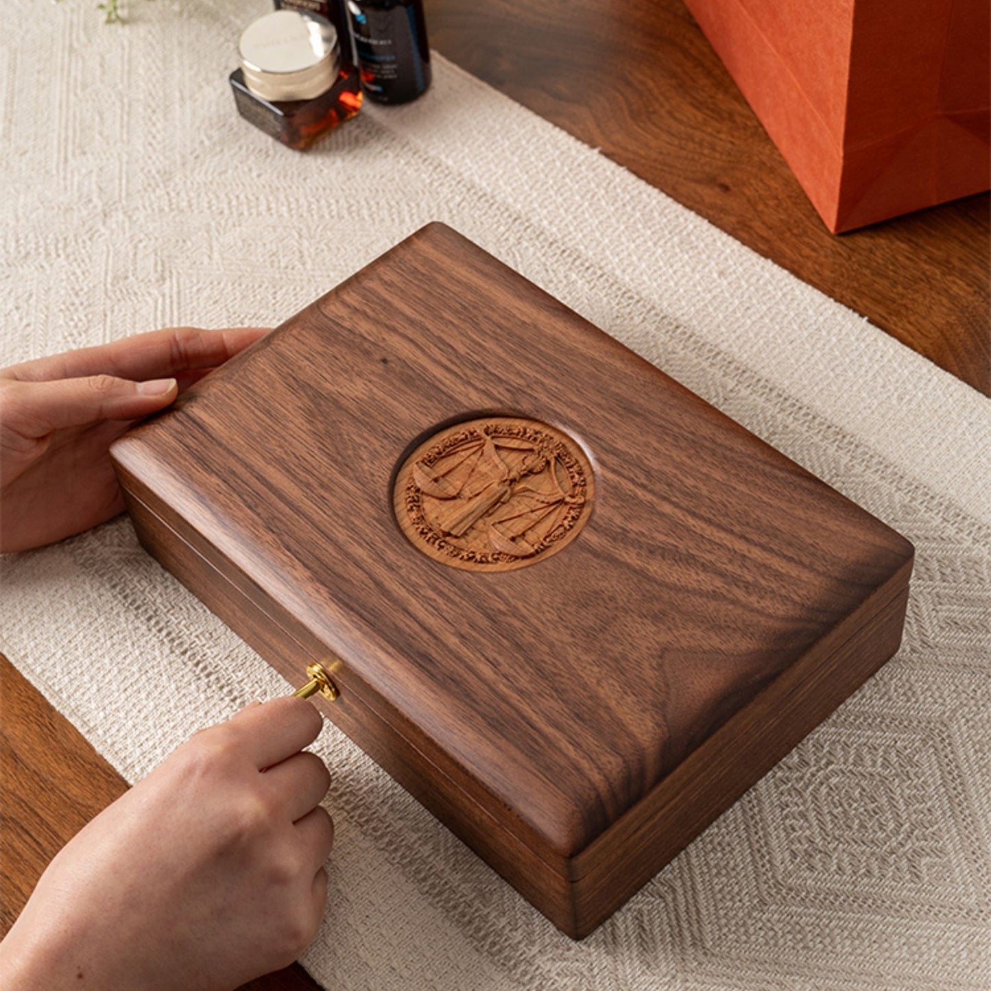 Zodiac Jewelry Box Made of Solid Walnut Wood SKU 21119