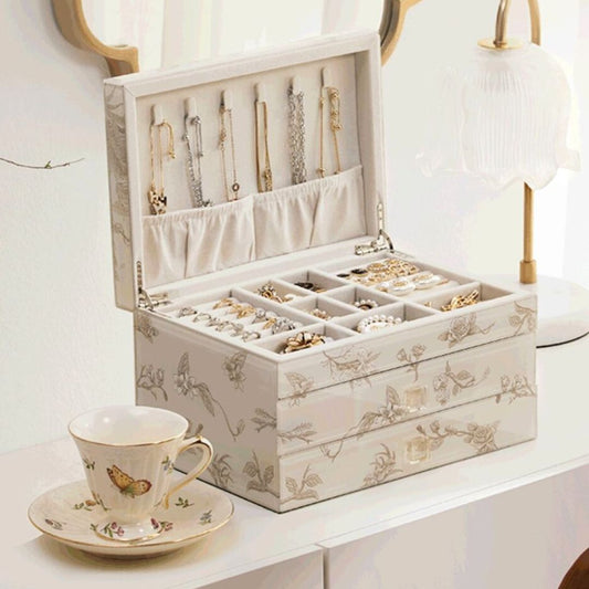 Jewelry Box Organizer with Drawers and Glass Surface SKU 21161