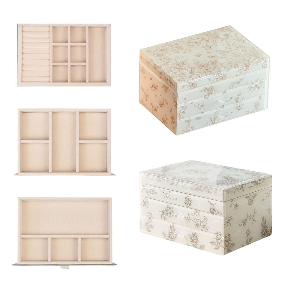 Jewelry Box Organizer with Glass Surface and Two Drawers SKU 21170